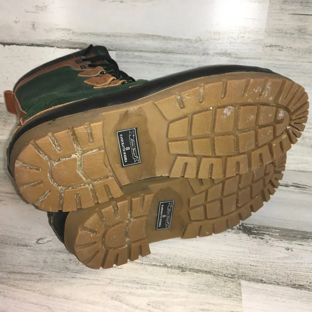 Eddie Bauer Duck Waterproof Snow Winter Boot Mens 8 Green Blue Leather Sherpa